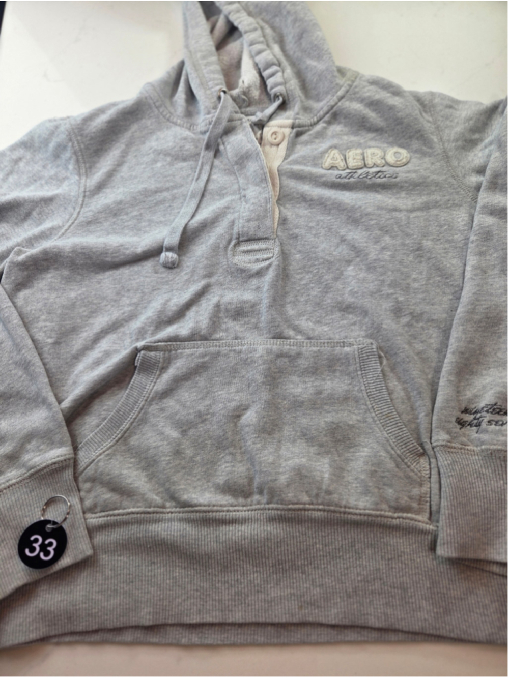 Women's Aeropostale Grey White Pullover Hoodie Sweatshirt Size XL #33